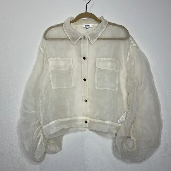 Missguided Sheer White Blouse - Picture 1 of 6